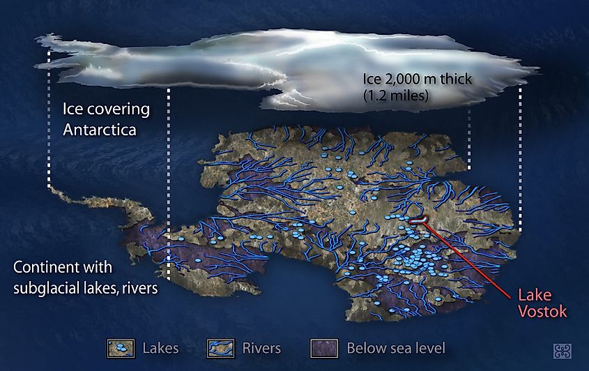 An artist's representation of the Antarctic aquatic system scientists believe is buried beneath the Antarctic ice sheet.