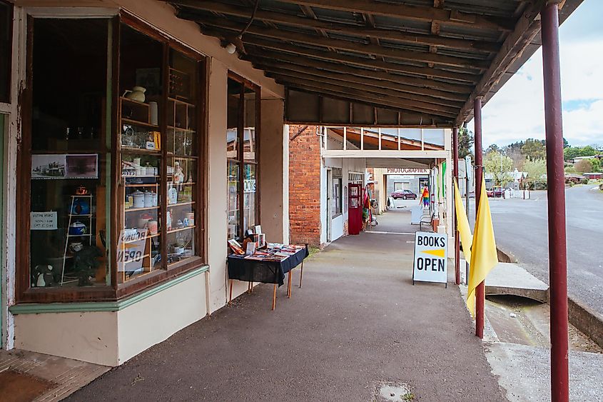 A quiet spring day and architecture and buildings in Clunes, Victoria, Australia