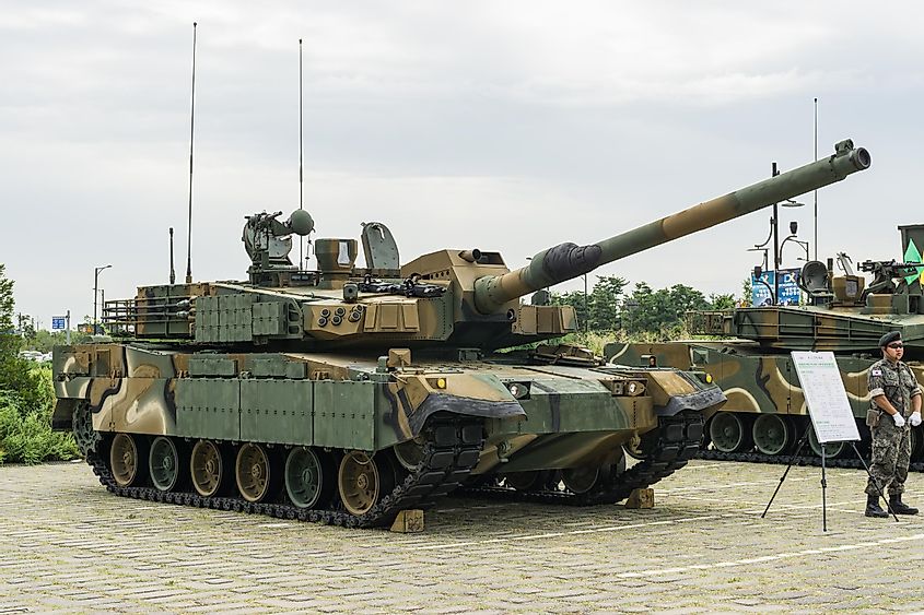 Goyang, South Korea- Sep.15.2018: South Korean K2 120mm MBT (Main Battle Tank) in DX Korea 2018 exibition