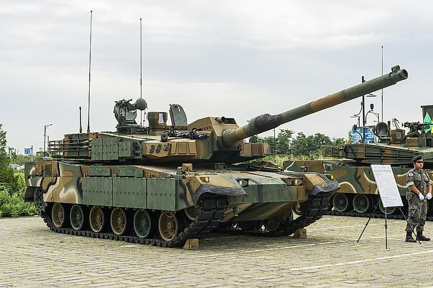 Goyang, South Korea- Sep.15.2018: South Korean K2 120mm MBT (Main Battle Tank) in DX Korea 2018 exibition