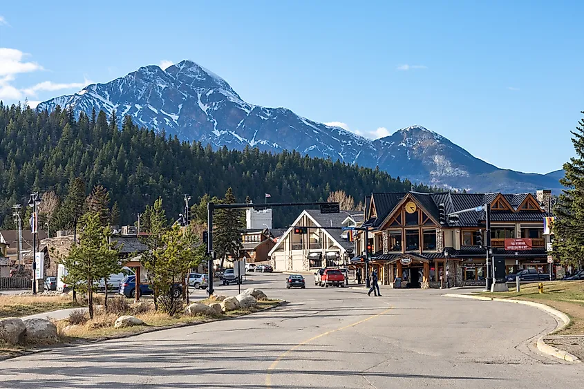 The gorgeous downtown area of Jasper, Alberta, Canada. Image credit Shawn.ccf via Shutterstock