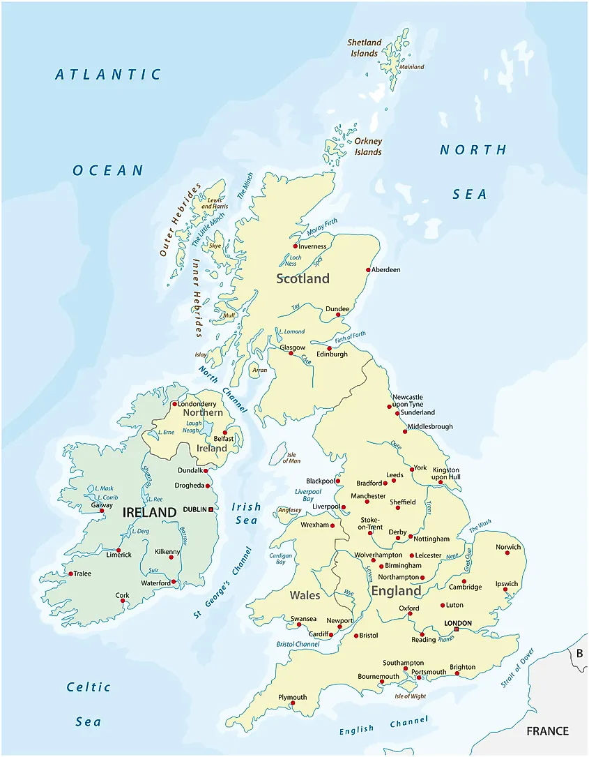 Map showing the location of the Irish Sea.