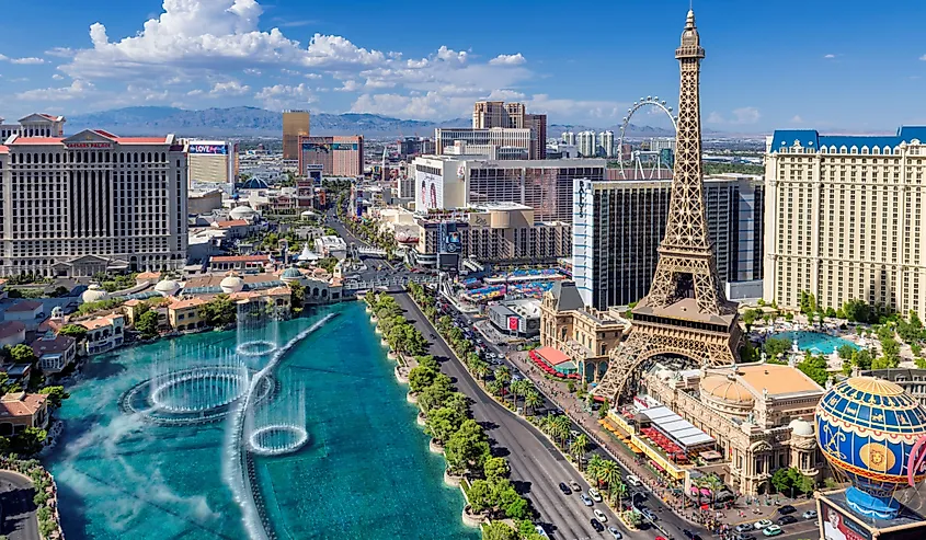 Las Vegas strip skyline on a sunny day