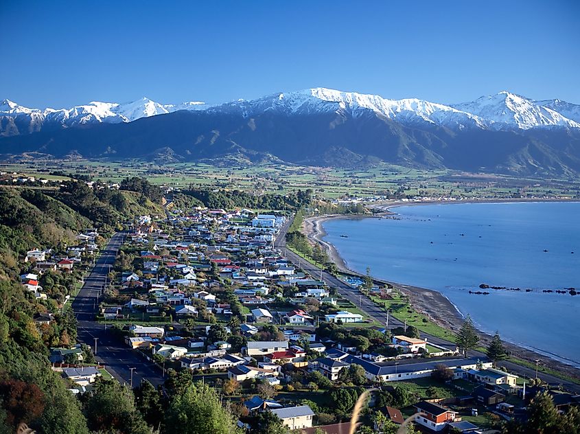 Aerial view of Kaikōura, New Zealand.