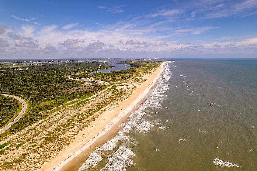 Aerial view of Anastasia State Park in Florida.
