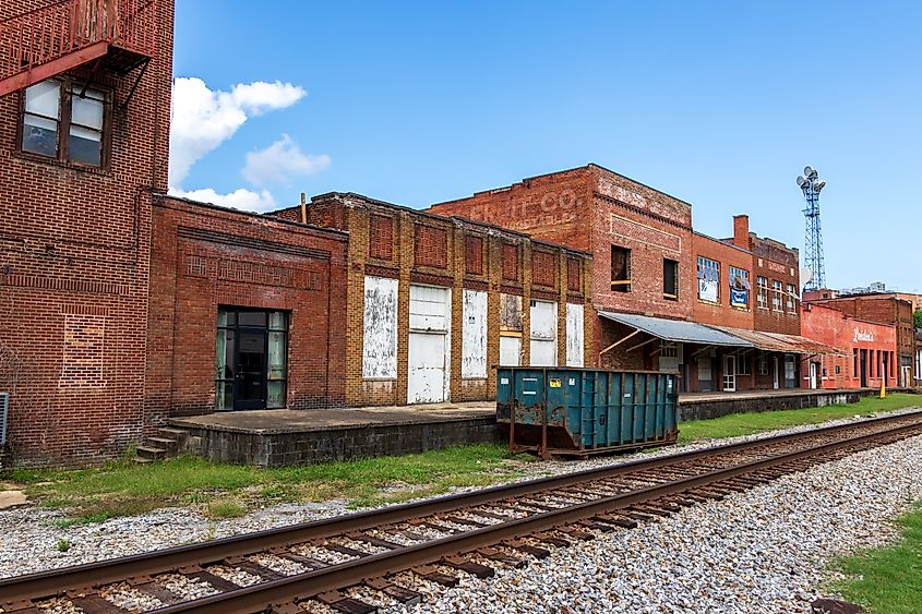 Railway line passing through Johnson City, Tennessee.