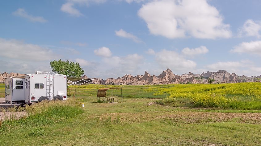 Cedar Pass Campground in Badlands National Park.