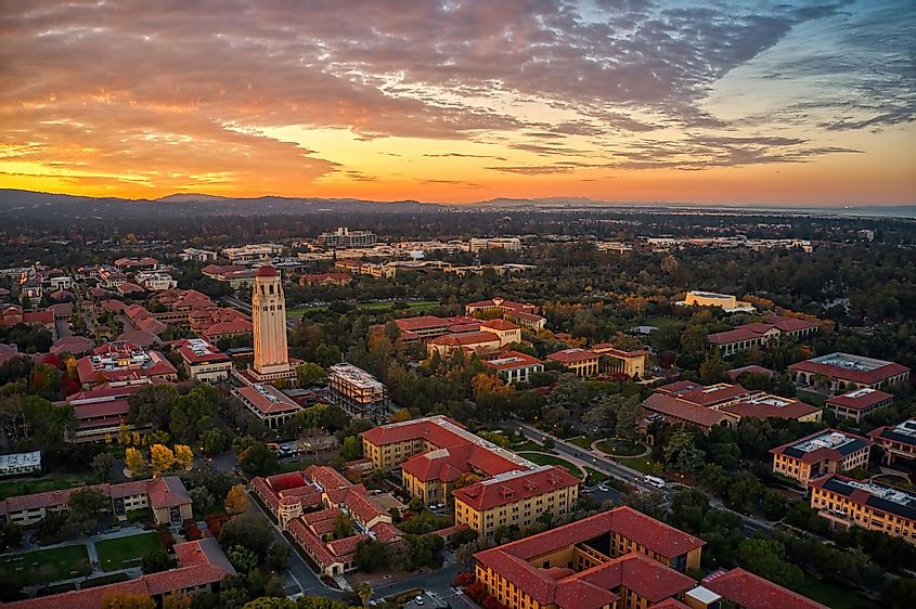 Aerial view of the college town of Palo Alto