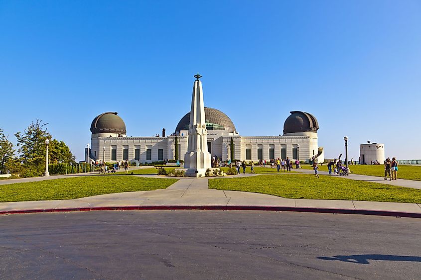 Tourists at the famous Griffith Observatory in Los Angeles, California