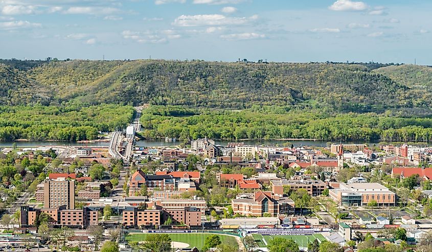 Aerial view of Winona, Minnesota