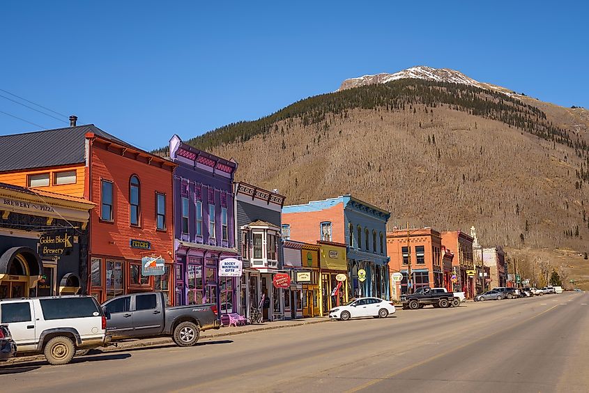 Colorful buildings of the Silverton Historic District.