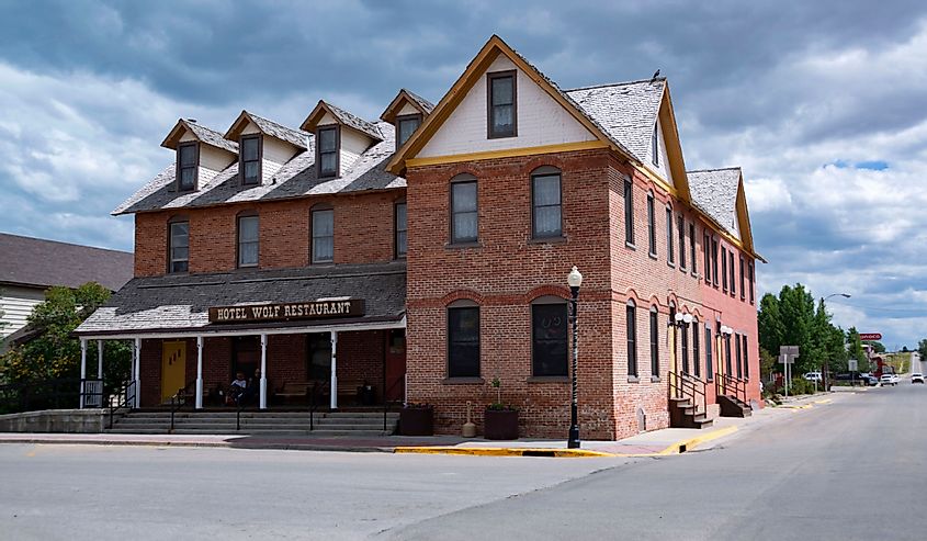 Historic Victorian Wolf Hotel in downtown Saratoga, Wyoming