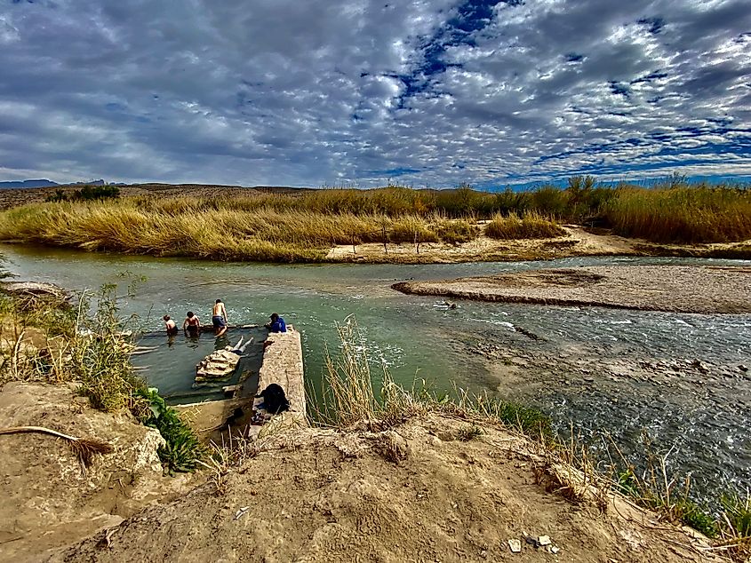 Natural hot spring across the Rio Grande River in the Big Bend National Park