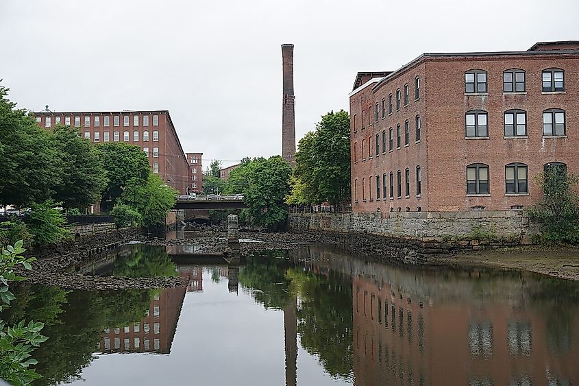 Cocheco River from Henry Law Park in Dover, New Hampshire in August 2016