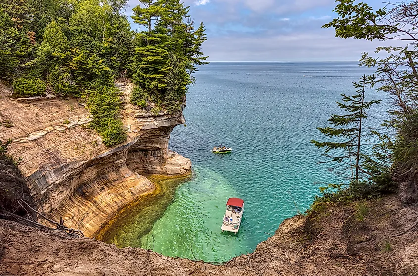 Landscape in Pictured Rocks National Lakeshore on Lake Superior in Michigan, USA