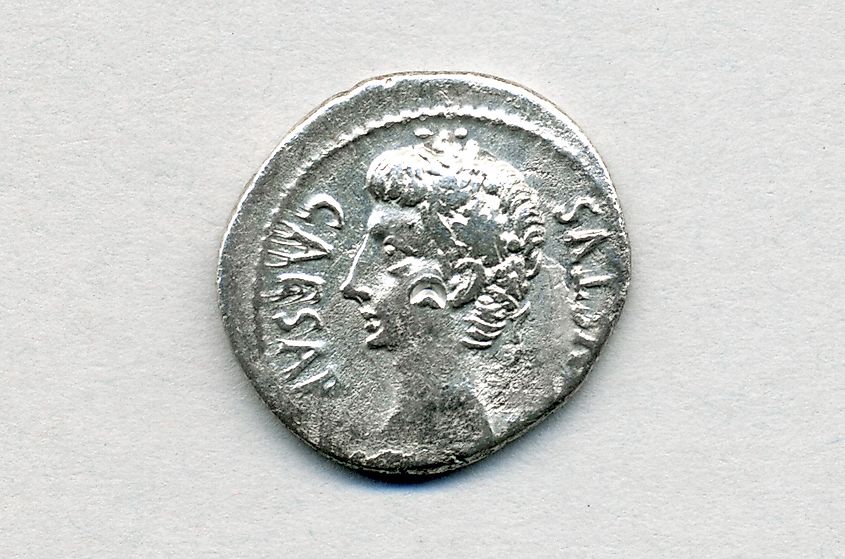 Roman coin (head of Caesar Augustus) Credit: James St. John, CC BY 2.0, via Wikimedia Commons