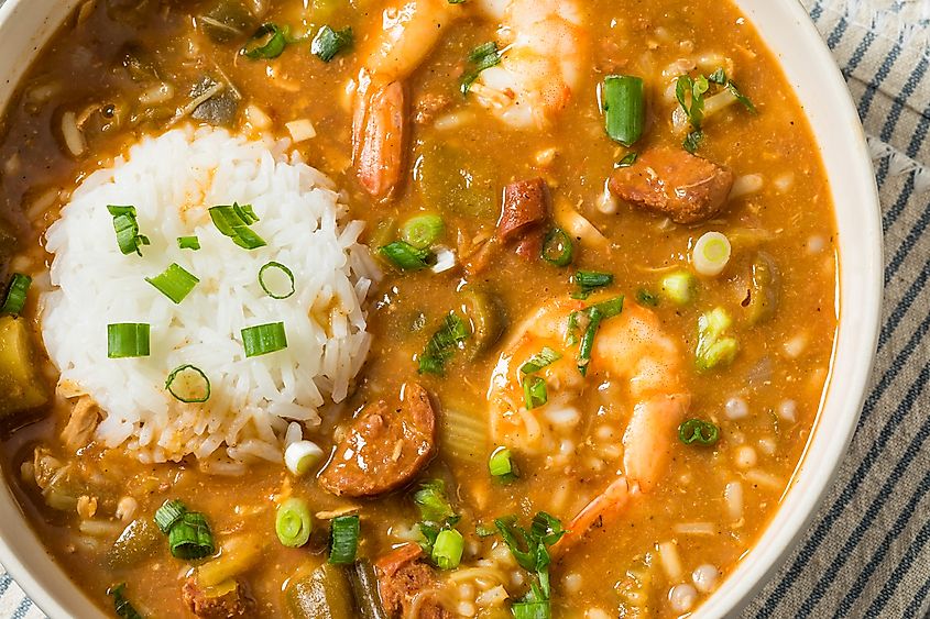 Cajun gumbo stew is the state cuisine of Louisiana