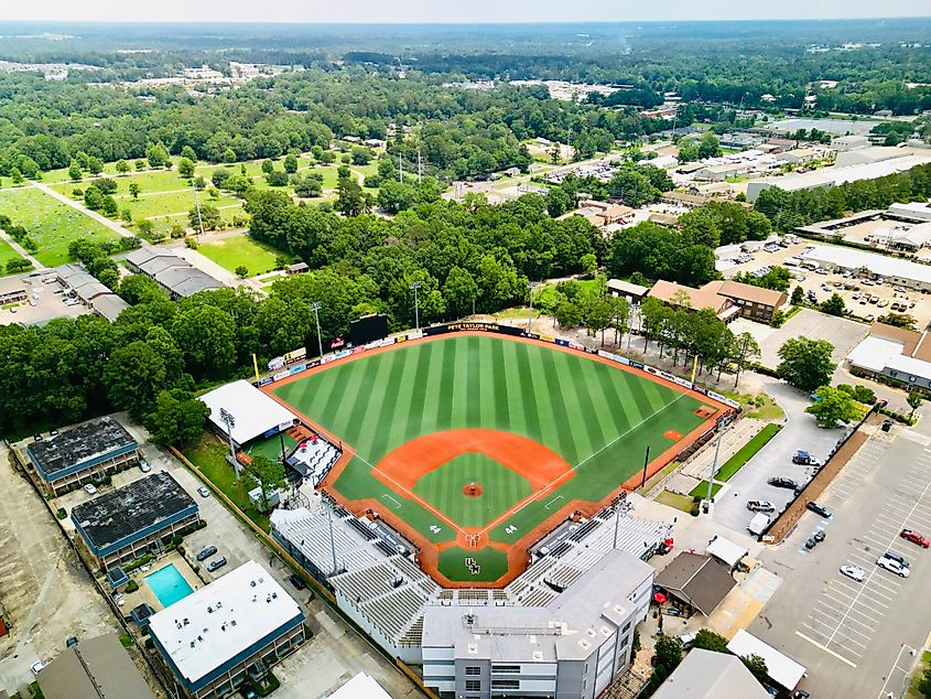 Aerial view of the Pete Taylor Park in Hattiesburg, Mississippi