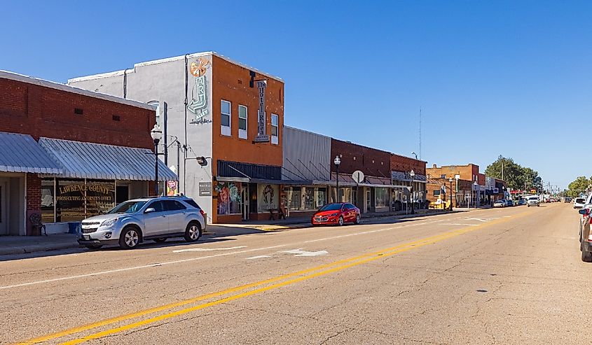 The old business district on Main St, Walnut Ridge, Arkansas