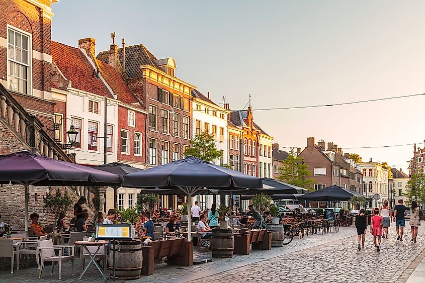 Houtmarkt central square in the Dutch city of Zutphen, The Netherlands