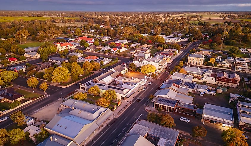 Aerial view of Penola, South Australia.