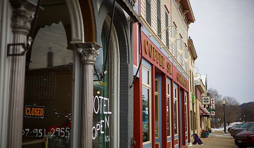 A Downtown decorated for Christmas Holidays in rural Lanesboro