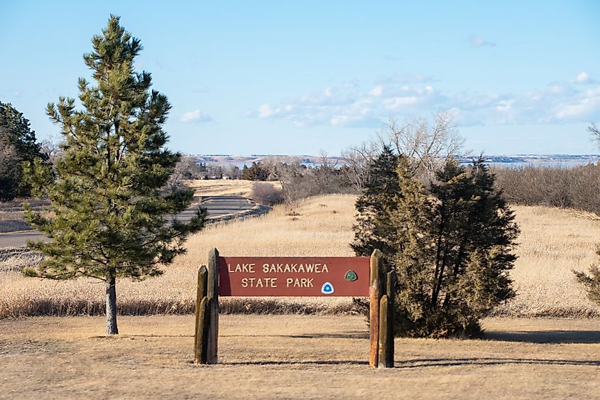 Lake Sakakawea State Park Sign.