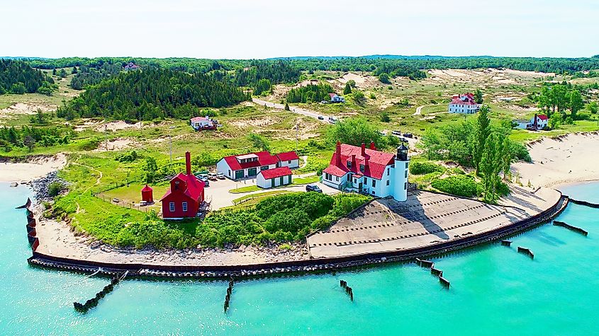 Point Betsie Lighthouse on Lake Michigan at Frankfort, Michigan.