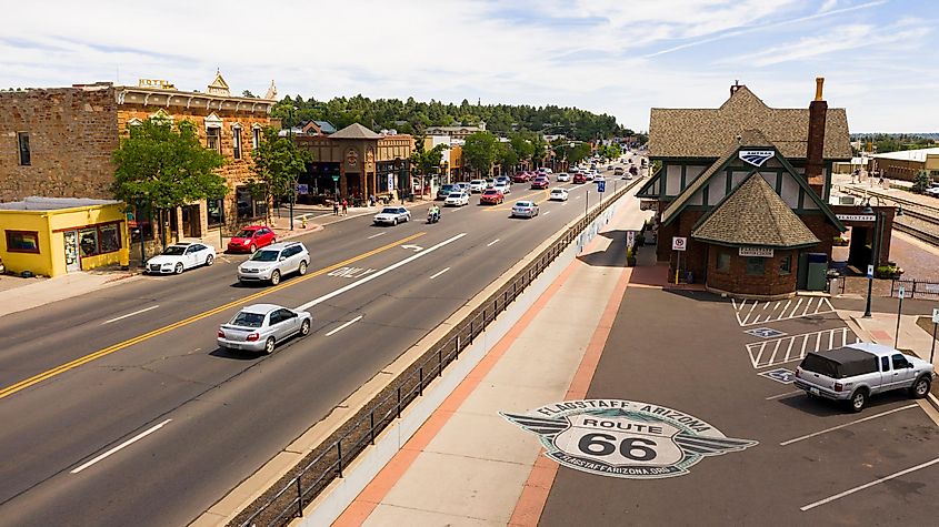 A highway passing through Flagstaff, Arizona.