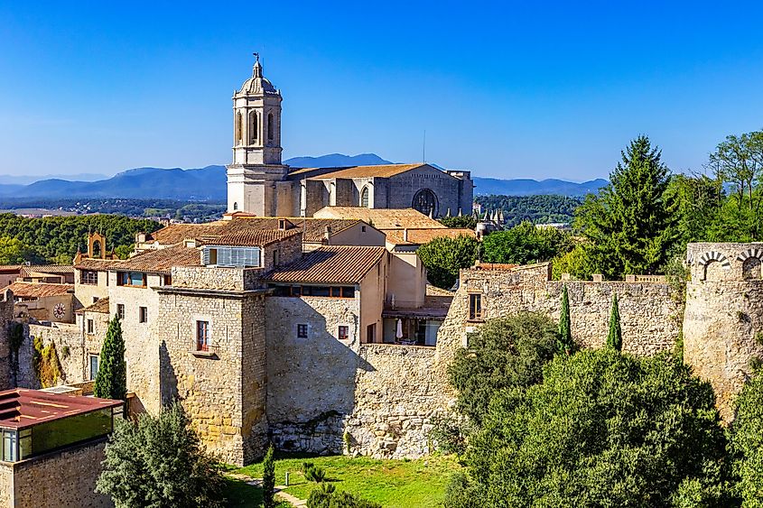 Historic buildings in Girona, Spain.