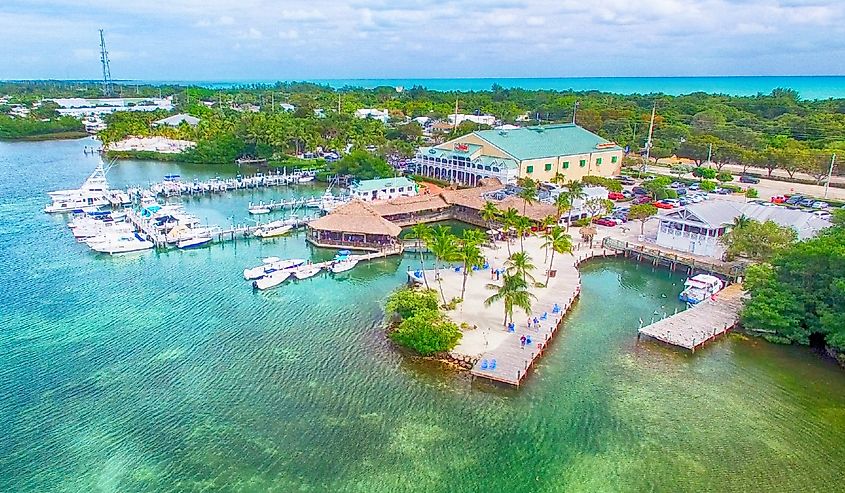 Islamorada coastline, aerial view of Florida.