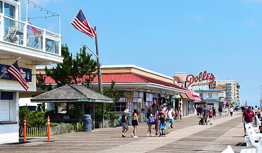 The beachside in Rehoboth Beach, Delaware