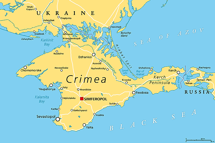 Map showing the Crimean Peninsula.