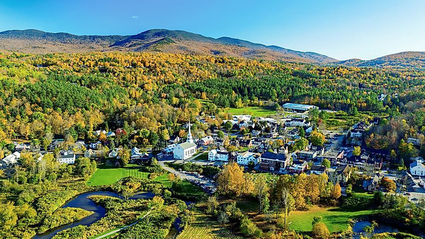 Fall Colors in the village of Stowe, Vermont