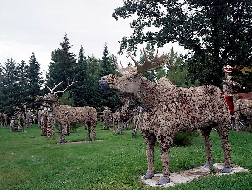 Concrete sculptures at the Wisconsin Concrete Park in Phillips, Wisconsin
