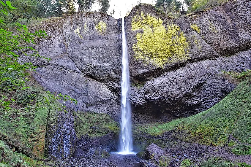 A close view of the Latourell Falls, Columbia River Gorge, Oregon