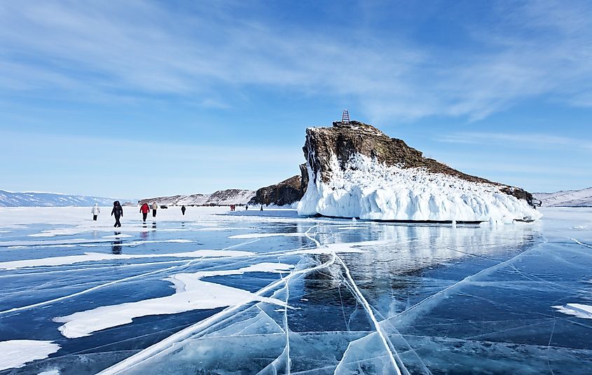 Frozen Lake Baikal, Siberia.