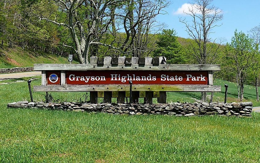 Grayson Highlands State Park sign in Virginia
