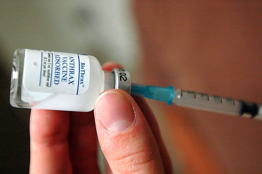 A service member receiving an anthrax vaccination.
