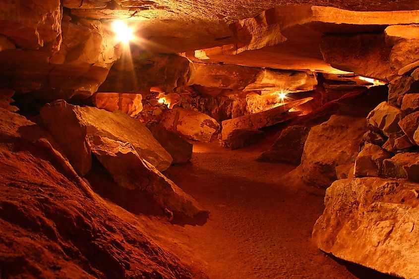 Inside a cave at the Rickwood Caverns State Park in Alabama.