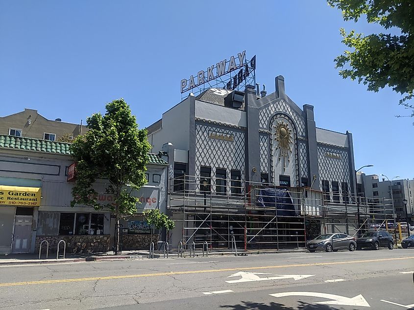 Historic 1920s-era Parkway Theater in Oakland, California.