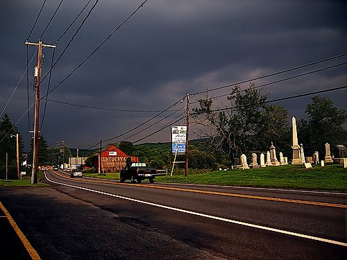 Retreating thunderstorm, Route 209 North, Monroe County, near Brodheadsville.