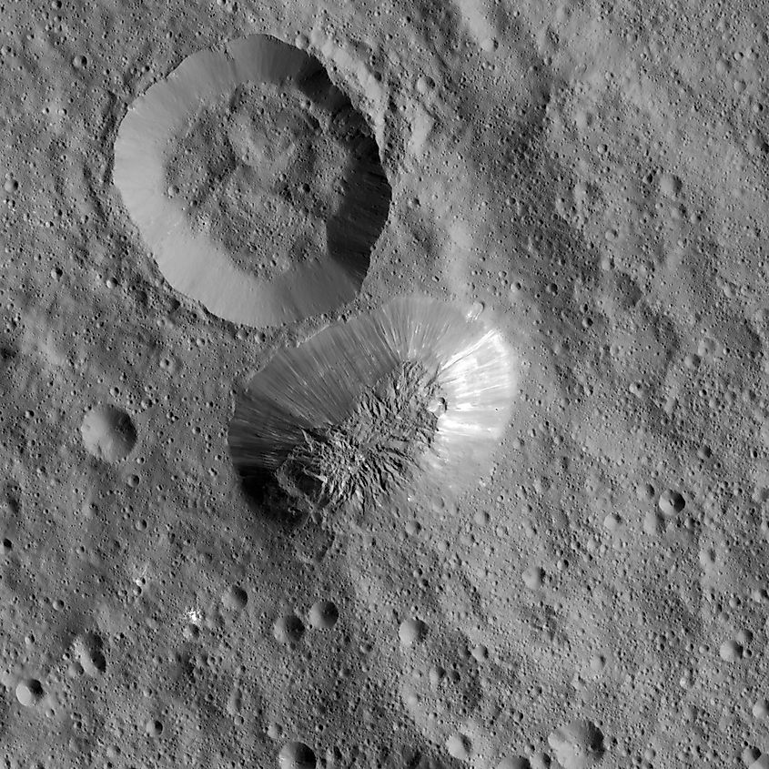 Ceres' mysterious mountain Ahuna Mons is seen in this mosaic of images from NASA's Dawn spacecraft.