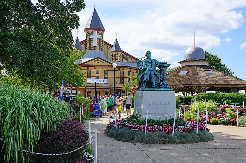 View of the historic Victorian 1894 Methodist Auditorium in Ocean Grove.