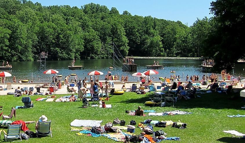 Beachgoers in Mt. Gretna, Pennsylvania, via 