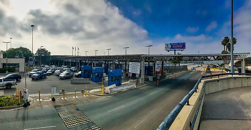 US Mexico border crossing in Otay Mesa, San Diego.