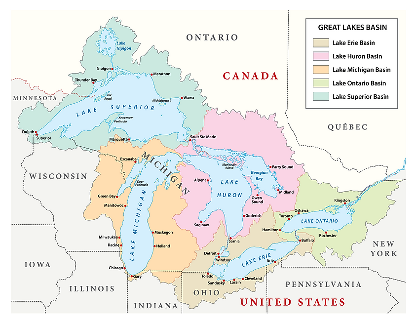 Map of the Great Lakes 