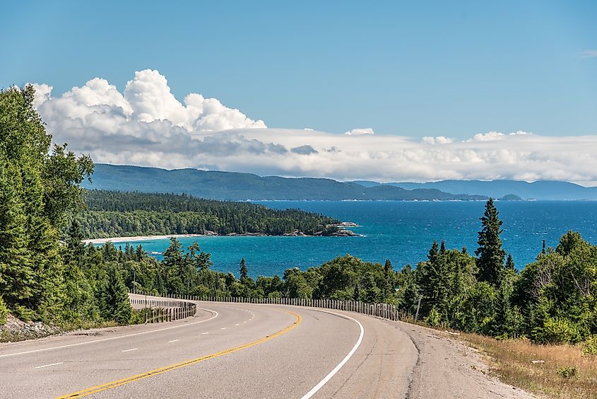 Trans Canada highway along Lake Superior east shore