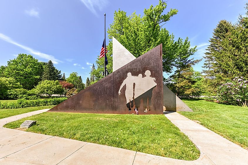 Maine State Vietnam War memorial located in Capitol Park in front of the Statehouse in Augusta, Maine