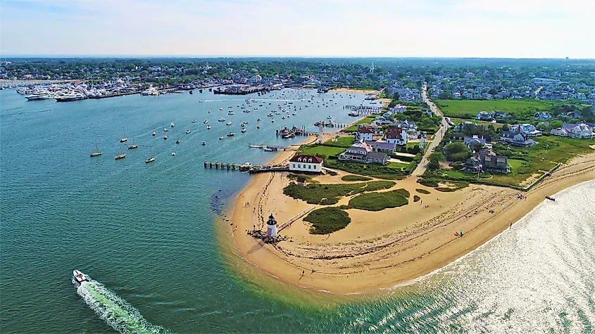 Nantucket Island surrounded by the Atlantic Ocean, Massachusetts